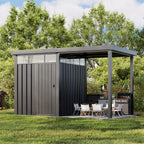 6x8 Metal Storage Shed with 7x8 Pergola Covered Porch
