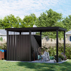 6x8 Metal Storage Shed with 7x8 Pergola Covered Porch