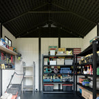 Kick-it 8x6 Plastic Storage Shed with Floor, Gray White