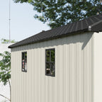 Kick-it 8x12 Plastic Storage Shed with Floor, Gray White