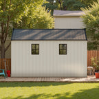 Kick-it 8x12 Plastic Storage Shed with Floor, Gray White