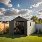 Kick-it 8x12 Plastic Storage Shed with Floor, Gray White