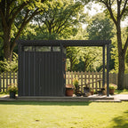 6x8 Metal Storage Shed with 7x8 Pergola Covered Porch