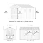 Kick-it 8x12 Plastic Storage Shed with Floor, Gray White