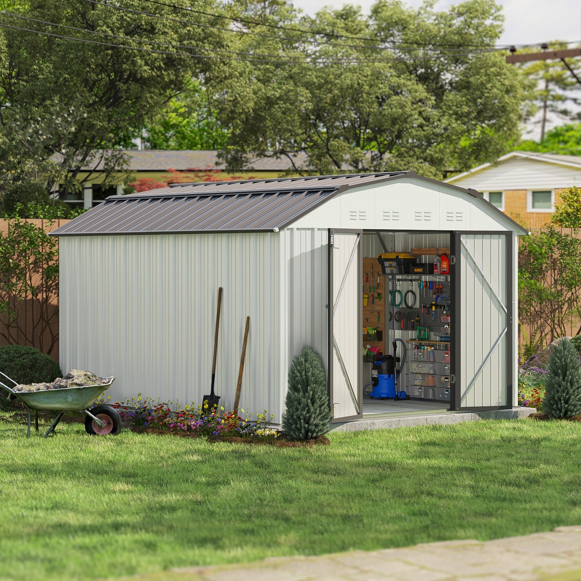 10x12 Barn Style Metal Shed with Gambrel Roof
