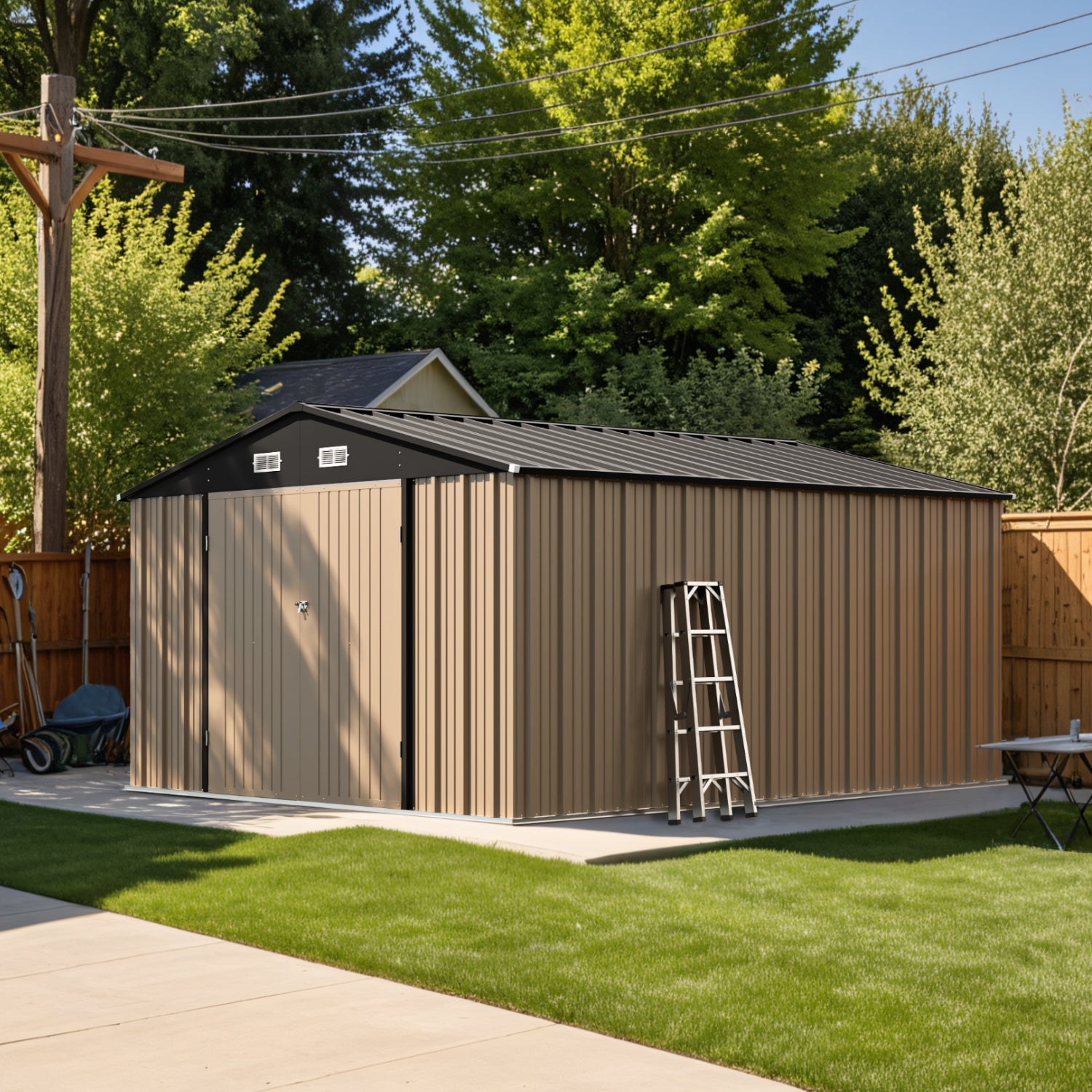 10x12 Metal Shed, Brown