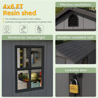 Fit-it 4x6 Plastic Storage Shed for Bike, Dark Gray