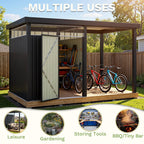 6x8 Metal Storage Shed with 7x8 Pergola Covered Porch
