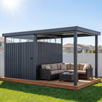 6x8 Metal Storage Shed with 7x8 Pergola Covered Porch