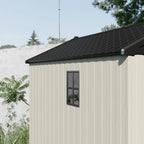 Kick-it 8x10 Plastic Storage Shed with Floor and Windows, Gray White