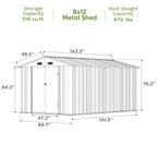 8x12 Metal Storage Shed, Brown