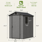 Fit-it 4x6 Plastic Storage Shed for Bike, Dark Gray