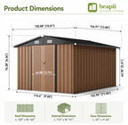10x12 Metal Shed, Brown