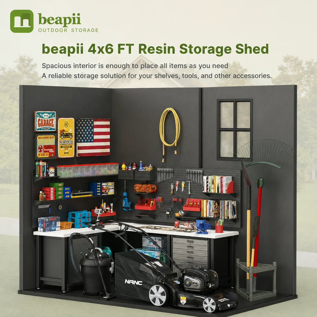 Fit-it 4x6 Plastic Storage Shed for Bike, Dark Gray