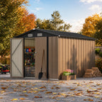 8x12 Metal Storage Shed, Brown